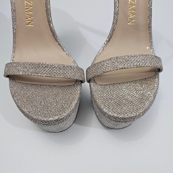 Stuart Weitzman Nudistcurve Hollywood Heel 8.5 Platino Platform Stiletto Sandal - Picture 5 of 14